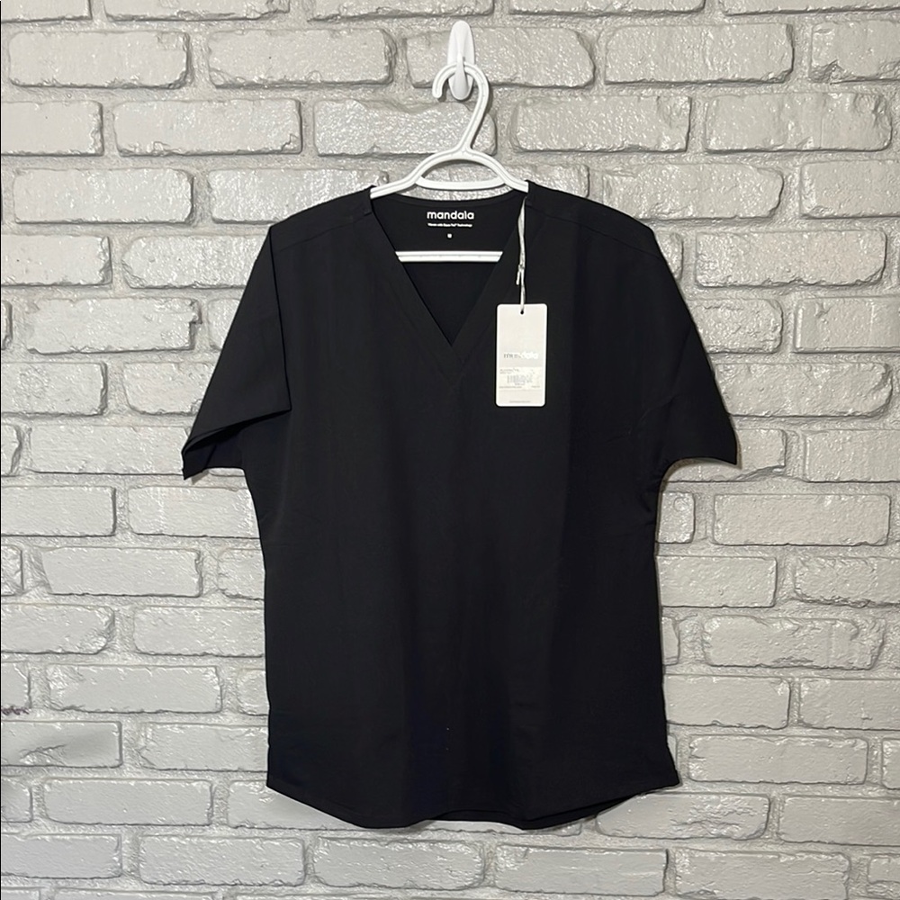 Womens Black Mandala Oversized V-Neck Top